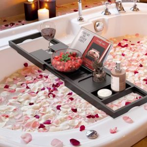 China Factory Direct Supplier Bamboo Multi-functional Adjustable Bathtub Tray Waterproof Expandable