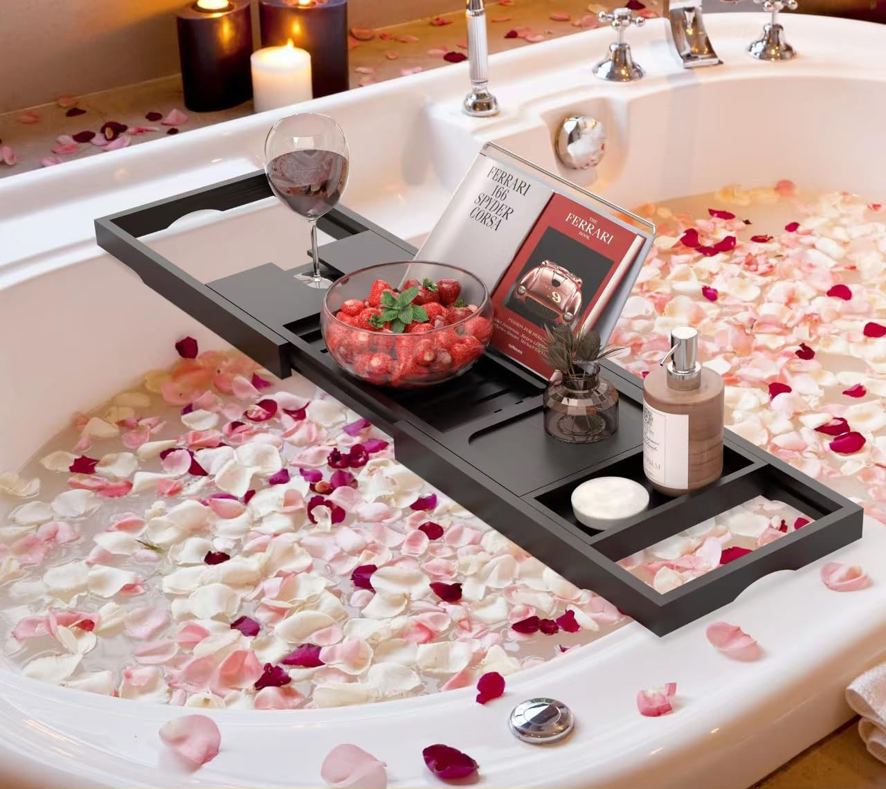 China Factory Direct Supplier Bamboo Multi-functional Adjustable Bathtub Tray Waterproof Expandable