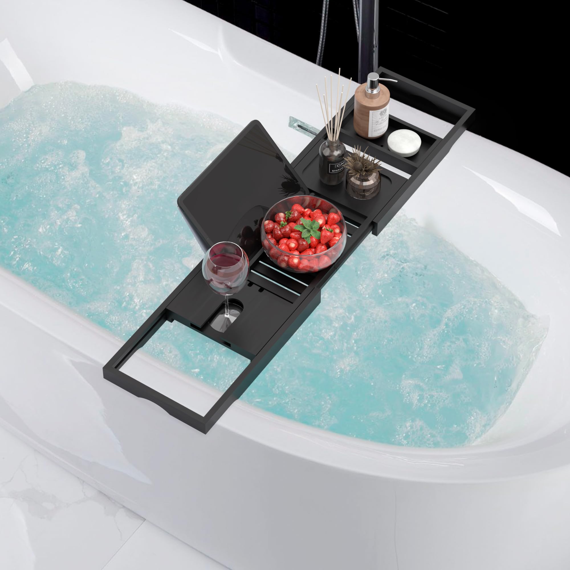 China Factory Direct Supplier Bamboo Multi-functional Adjustable Bathtub Tray Waterproof Expandable - Image 2