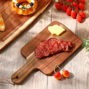 Acacia Wood Cutting Board 16PCS With Handle Charcuterie Platter Pizza Serving Tray China Custom Factory