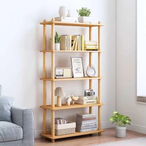 China Factory Direct Supplier 4 Tier Bamboo Bookshelf Modern Open Bookshelf Free Standing Storage Rack
