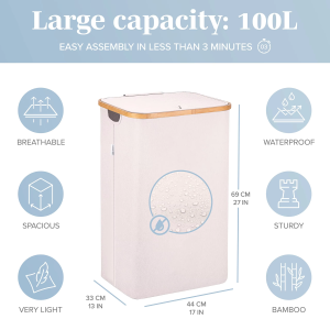 China Factory Direct Supplier Bamboo Laundry Hamper with Lid Clothes Organizer Dirty Clothes Hamper