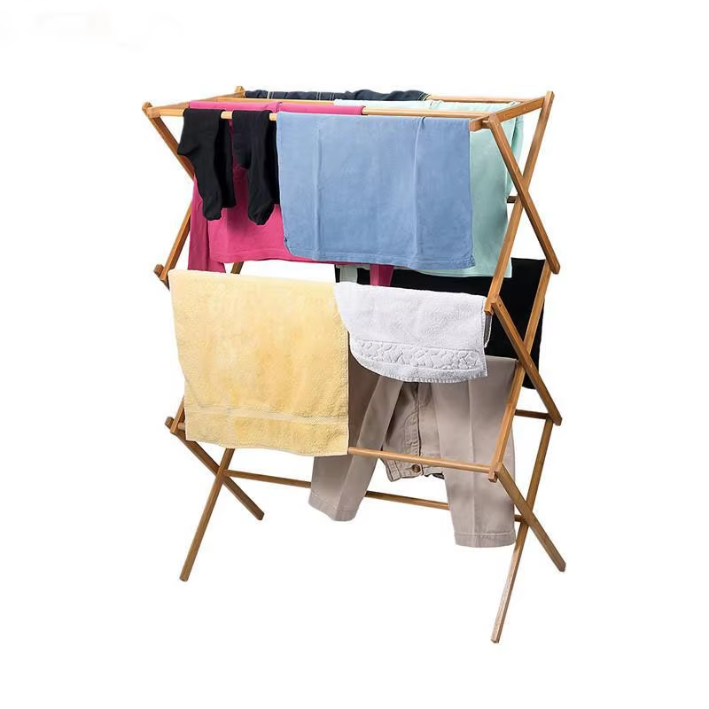 China Factory Direct Supplier Wood Laundry Rack Durable Folding Drying Rack Towel Shelf - Image 7