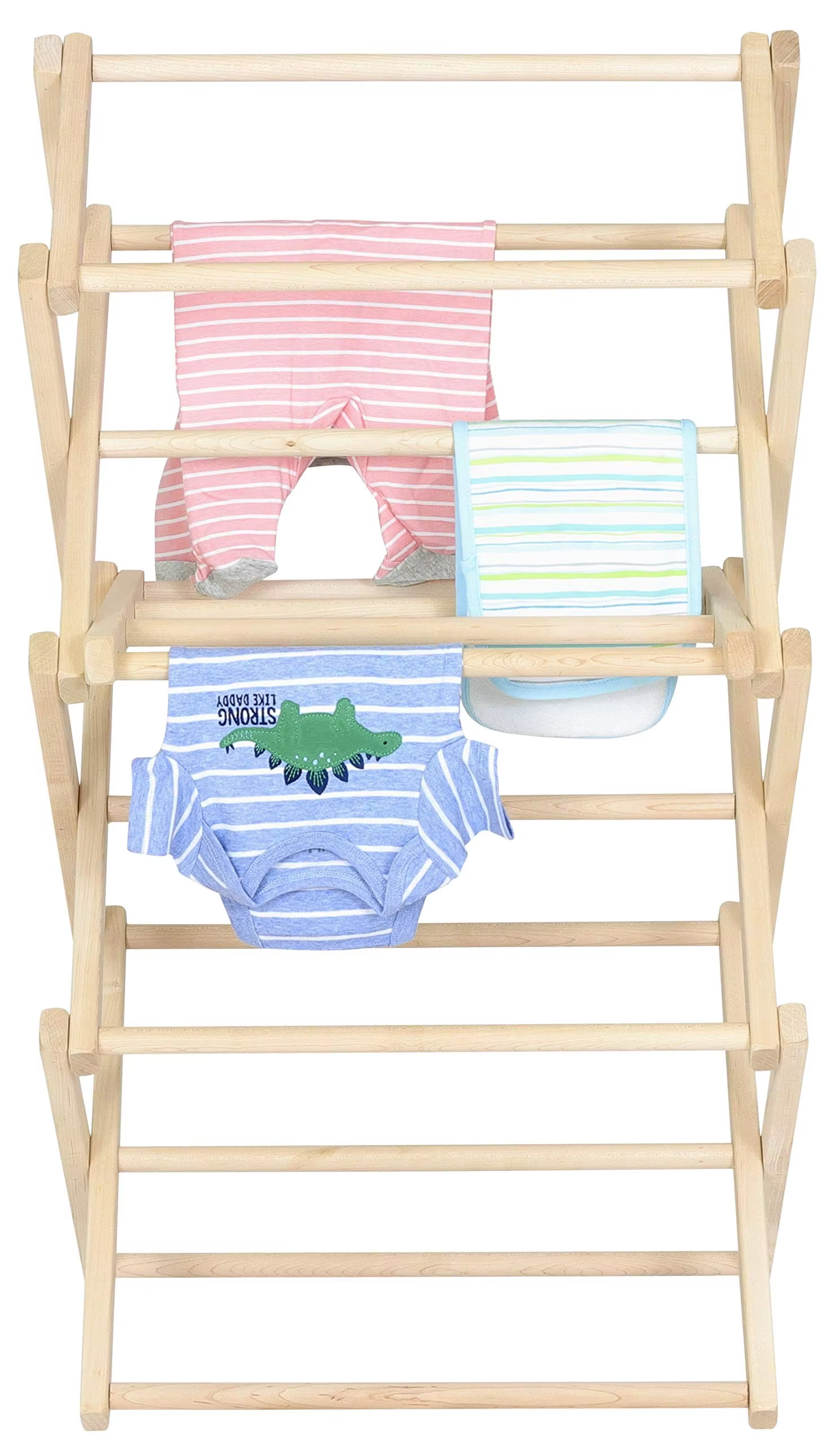 China Factory Direct Supplier Wood Laundry Rack Durable Folding Drying Rack Towel Shelf - Image 2