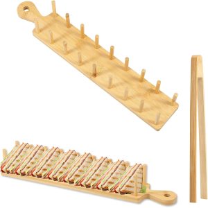 Bamboo Taco Stand with Tong China Bamboo and Wood Products Factory