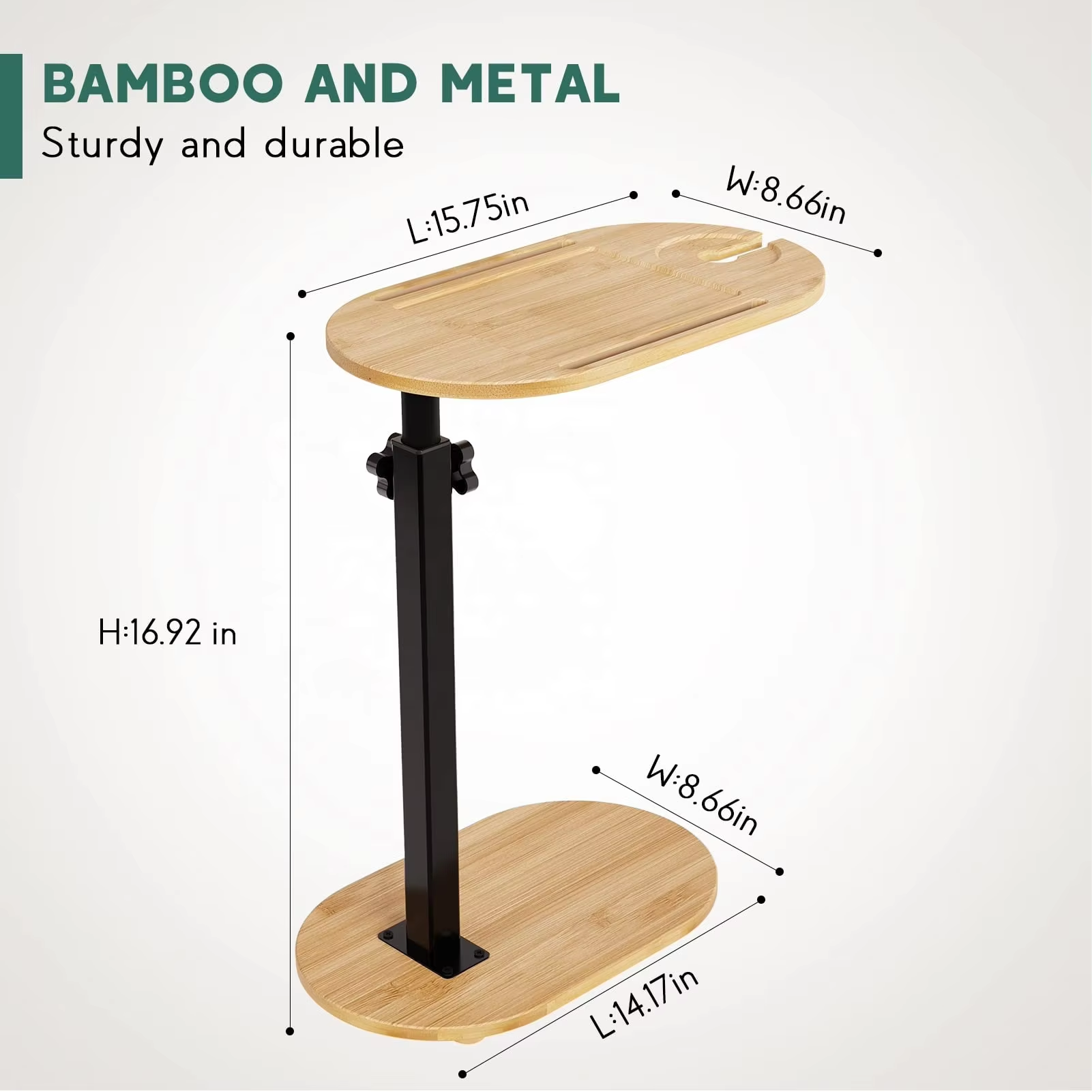China Factory Direct Supplier Bamboo Bathtub Tray Table with Adjustable Height Organizer - Image 7