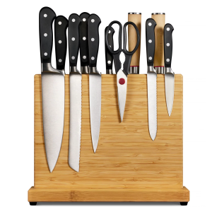 China Factory Direct Supplier Double Side Bamboo Stand Magnetic Knife Holder Acacia Wooden Magnetic Knife Block