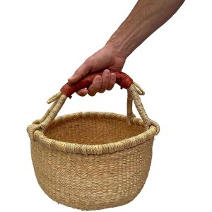 Handwoven Basket with Leather Handle China Supplier