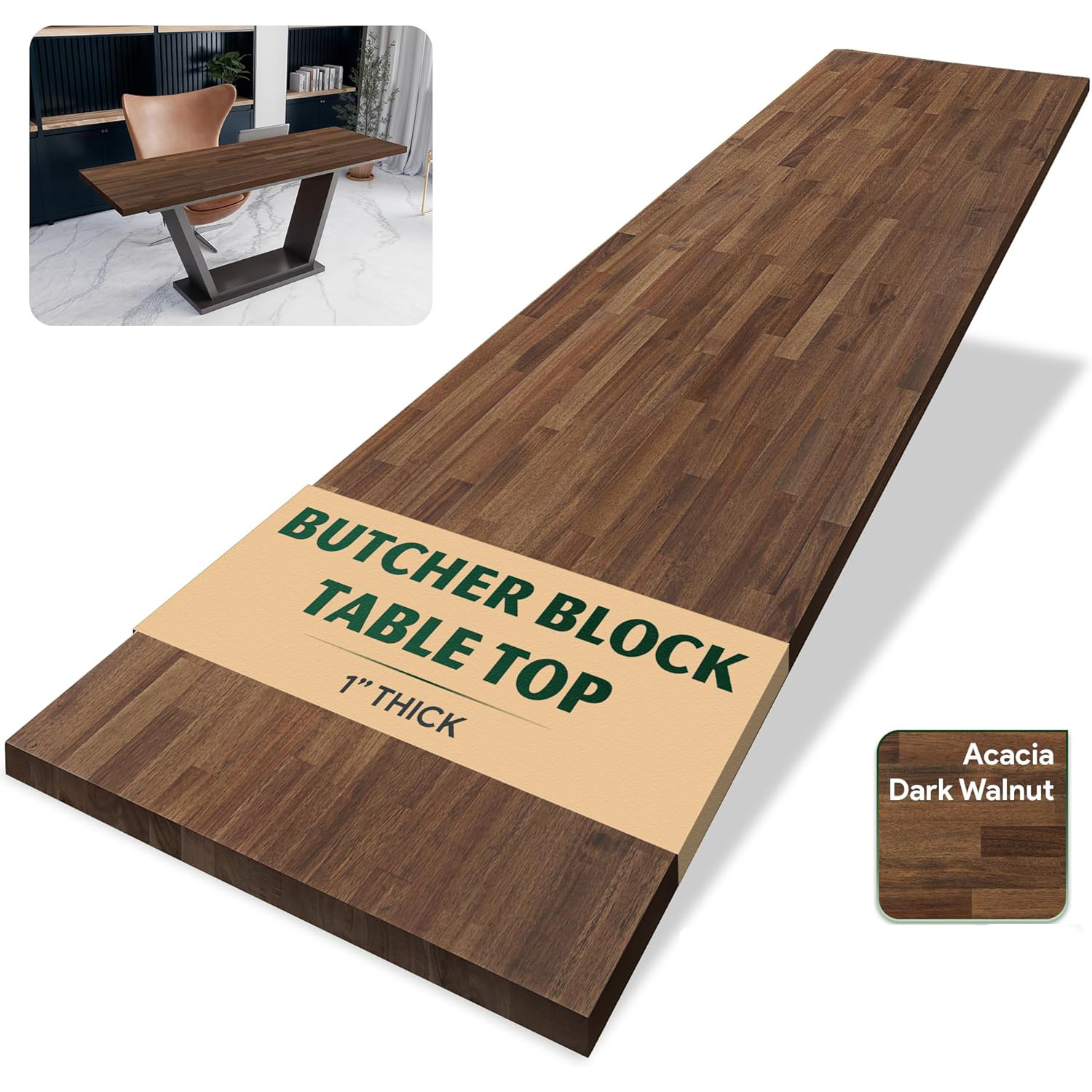 Dark Walnut Stained Acacia Butcher Block Table Top China Manufacturer Supplier