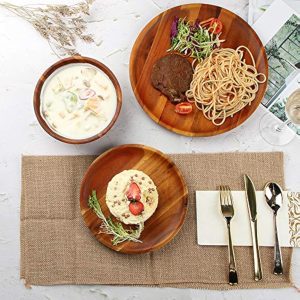 China Manufacturer 12 Pcs Wood Dinnerware Set Acacia Wood Tableware Set Dishes Set