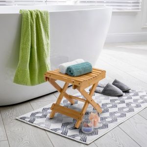 China Manufacturer Bamboo Folding Step Stool Bench Waterproof Bathroom Bench