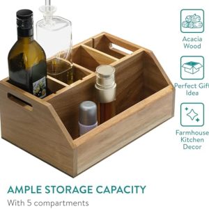 China Factory Direct Supplier Acacia Wood Cutlery Holder Kitchen Utensil Cutlery Organizer Condiment Holder Wooden Cutlery Trays