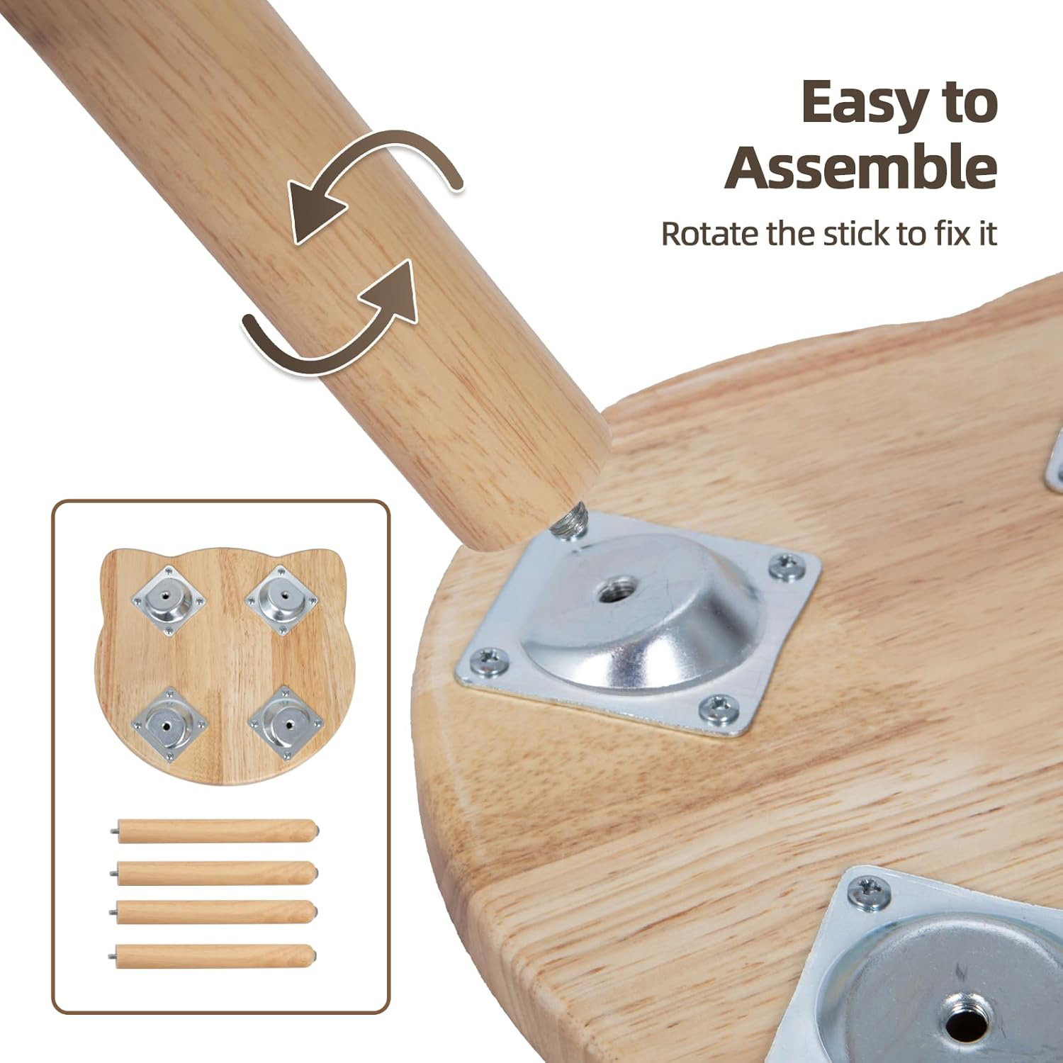 Rubberwood Animal Chairs Sitting Stool Kids Furniture Wood Products Supplier - Image 5