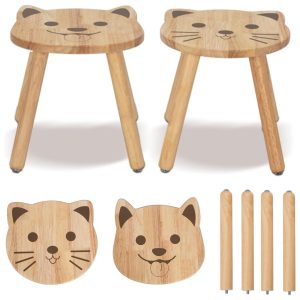 Rubberwood Animal Chairs Sitting Stool Kids Furniture Wood Products Supplier