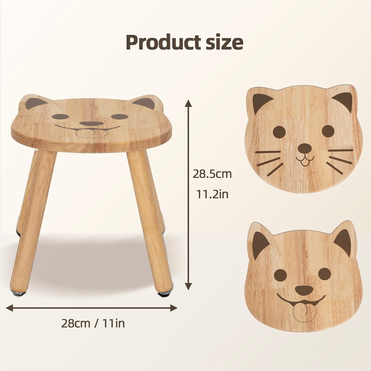 Rubberwood Animal Chairs Sitting Stool Kids Furniture Wood Products Supplier - Image 2