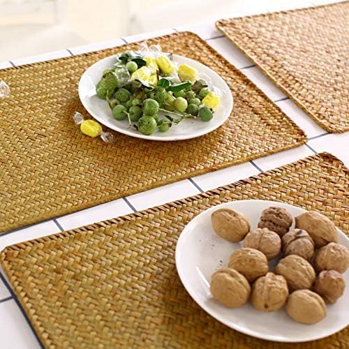 4 Pack Rectangular Woven Placemats Natural Seagrass Place Mats 17" x 12" China Supplier - Image 2