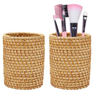 2 Pack Cylindrical Rattan Pencil Holders Marker Pen Storage Rack China Supplier