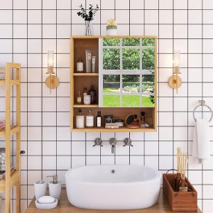 Bamboo Bathroom Mirror Cabinet Wall Mounted Bamboo Space Saver Medicine Cabinet Bamboo Products Manufacturer