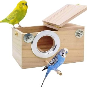 Transparent Parakeet Nest Box Wooden Acrylic Bird Cage House Nest Bamboo Wooden Products Manufacturer