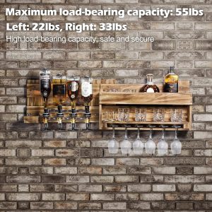 Wine Rack Wall Mounted Wood Alcohol Shelf Kitchen Decor Liquor Dispenser Storage Bamboo Wooden Products Manufacturer