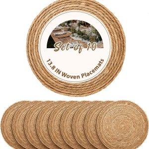 10 Pcs Round Woven Placemats Plate Chargers Set Rustic Rattan Wicker Jute Braided Table Mats For Dining Table Decor Bamboo Wooden Products Manufacturer