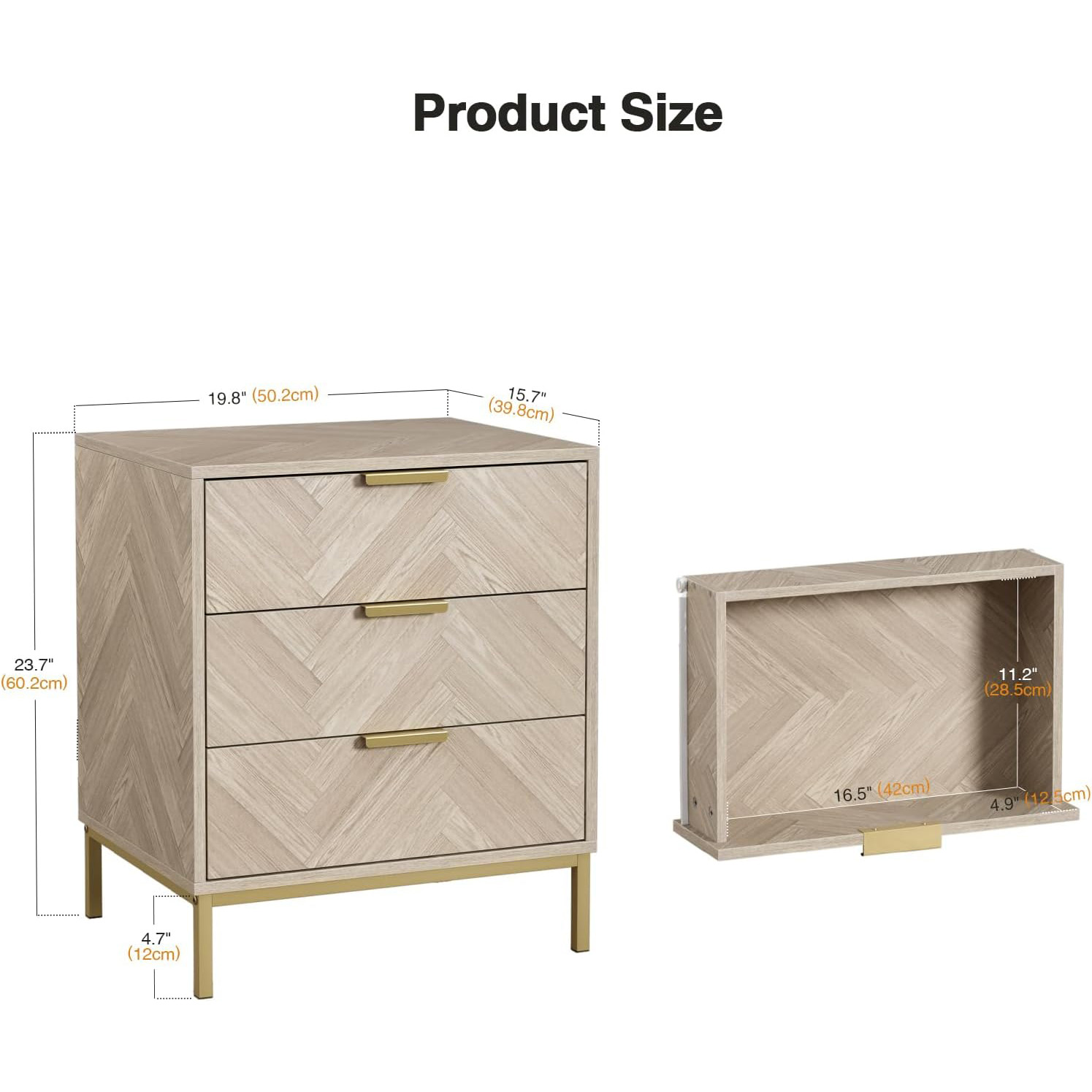 3 Drawer Nightstand Space Saving End Table for Bedroom Modern Bedside Table - Image 7