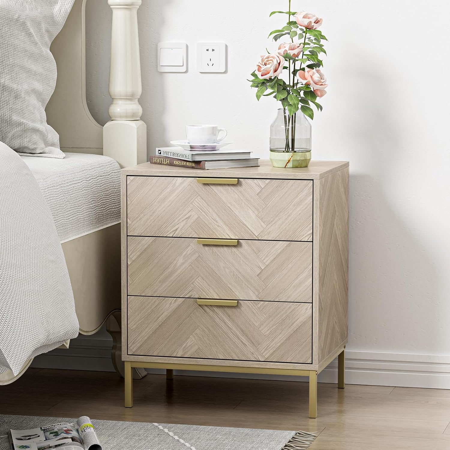 3 Drawer Nightstand Space Saving End Table for Bedroom Modern Bedside Table - Image 4