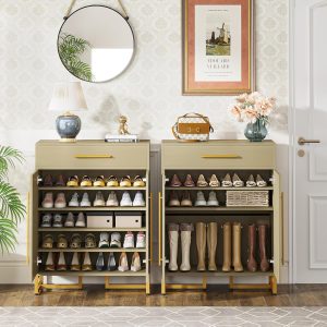 Modern Shoe Rack Organizer with Adjustable Shelves for Hallways Living Room Entryway