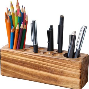 Solid Pine Wood Pen Holder for Desk – Rustic Wooden Pencil Organizer Cup for Fountain Pens and Office Accessories – Natural Desktop Organizer for Home or Office China Products Manufacturer