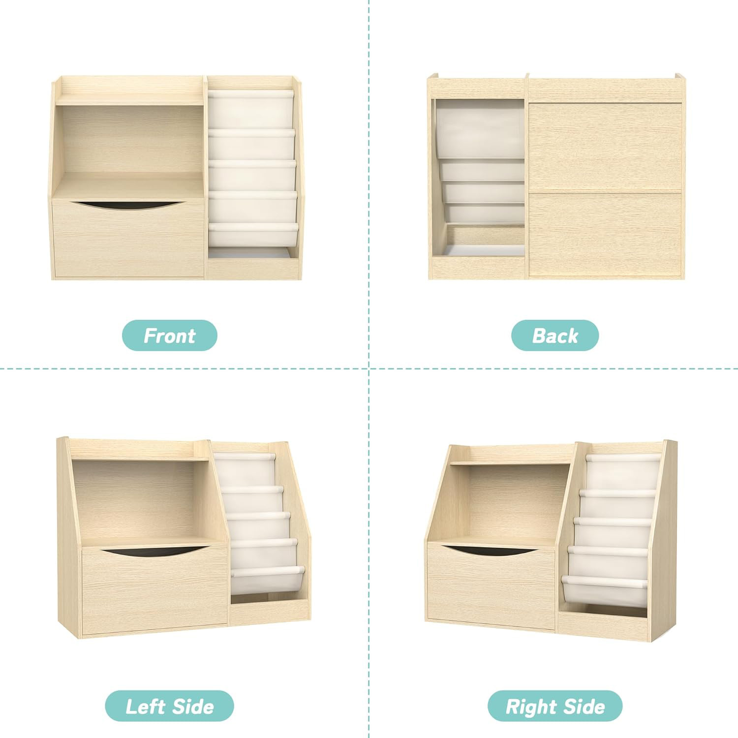 Kids 2 Tier Bookshelf Book Storage 4 Sling Toddler Bookshelf for Toddler Book Organization China Factory