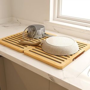 Stone Dish Drying Mat for Kitchen Counter Fast Drying Diatomaceous Earth Pad with Bamboo Foldable Case Water Absorbing Sink Rack for Dishes Cups Fruits and Utensils China Products Manufacturer