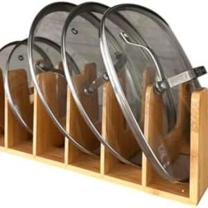 Kitchen Cabinet Organizer Bamboo Pot and Pan Rack Multiuse Lid Holder Durable Sturdy Bamboo Cookware Organizer for Inside Cabinet Cutting Boards and Dishes China Products Manufacturer