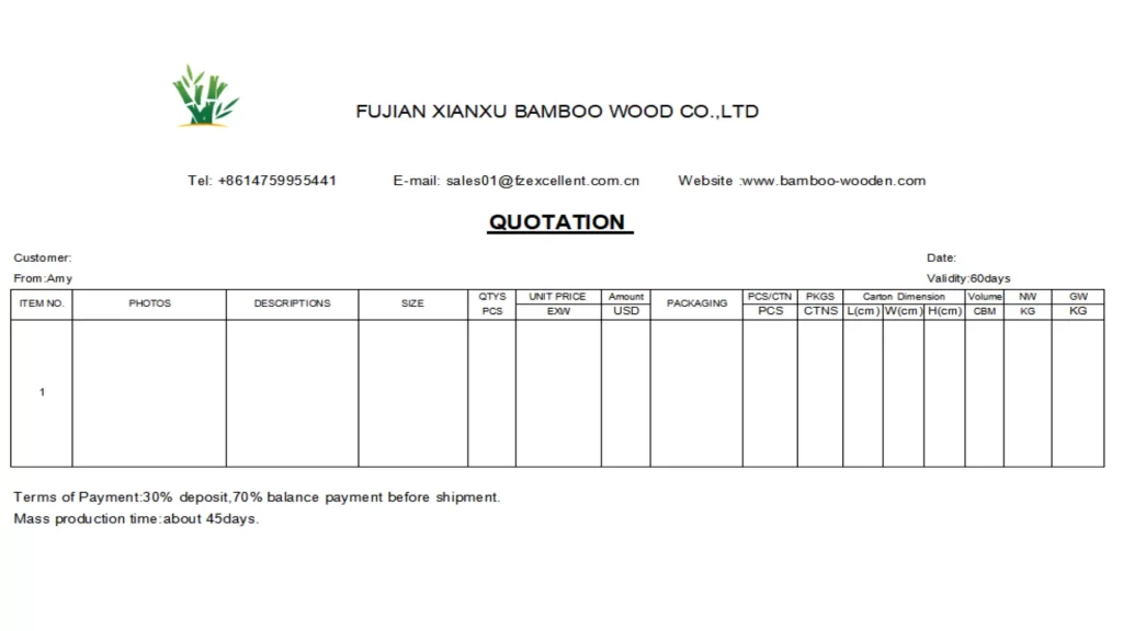xianxu bamboo wooden products oem quotation