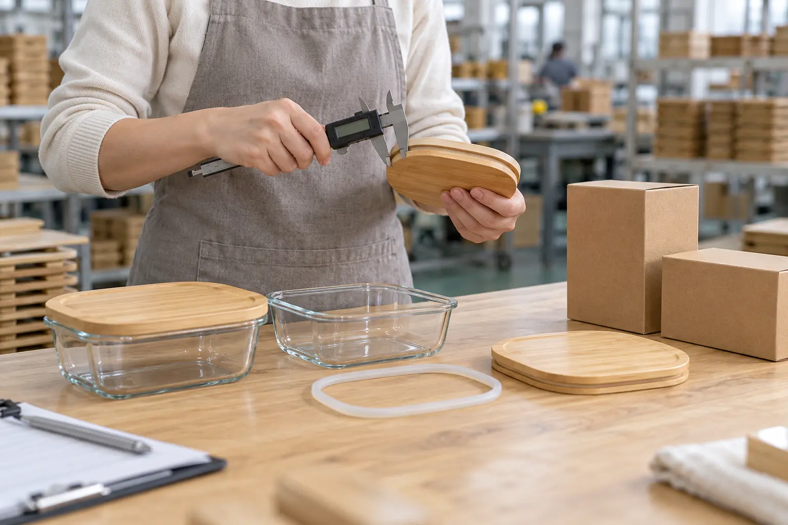 Custom bamboo food container development and quality inspection