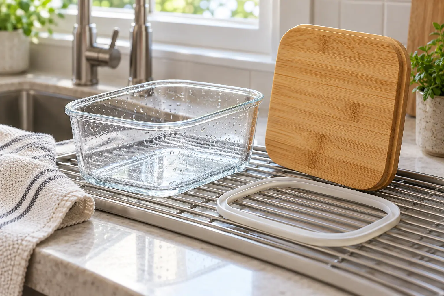 Separate body, bamboo lid and gasket for component-specific cleaning and care